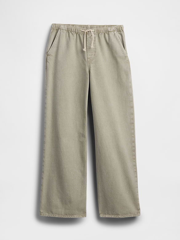 Mid Rise Soft Pull-On Wide-Leg Jeans
