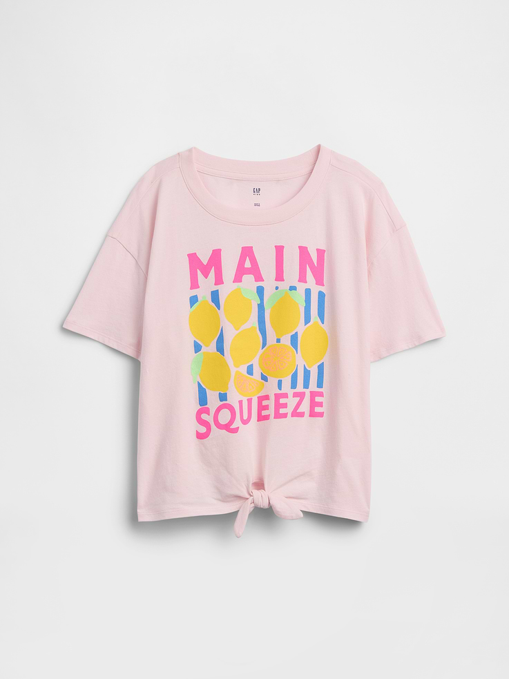 Image number 1 showing, Kids Oversized Knot-Tie Graphic T-Shirt