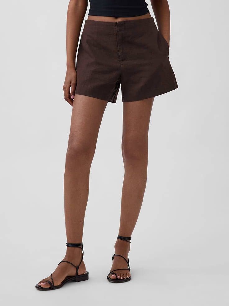 Image number 2 showing, 4" Mid Rise Linen-Blend Shorts