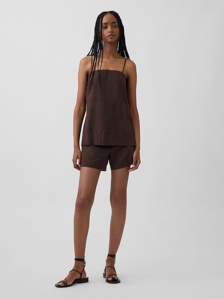 Image number 1 showing, 4" Mid Rise Linen-Blend Shorts