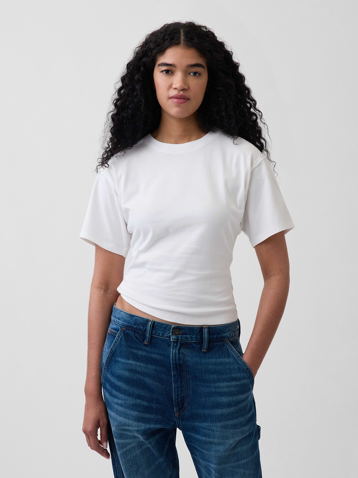 Knit Fitted-Waist T-Shirt
