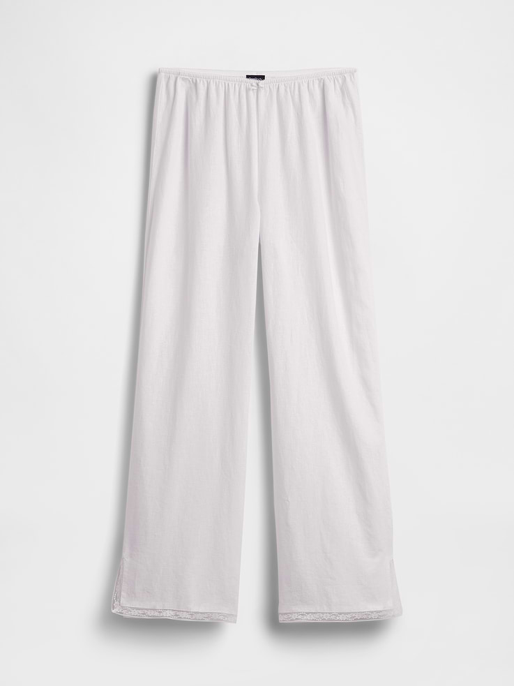 Image number 6 showing, Linen-Blend Lace-Hem PJ Pants