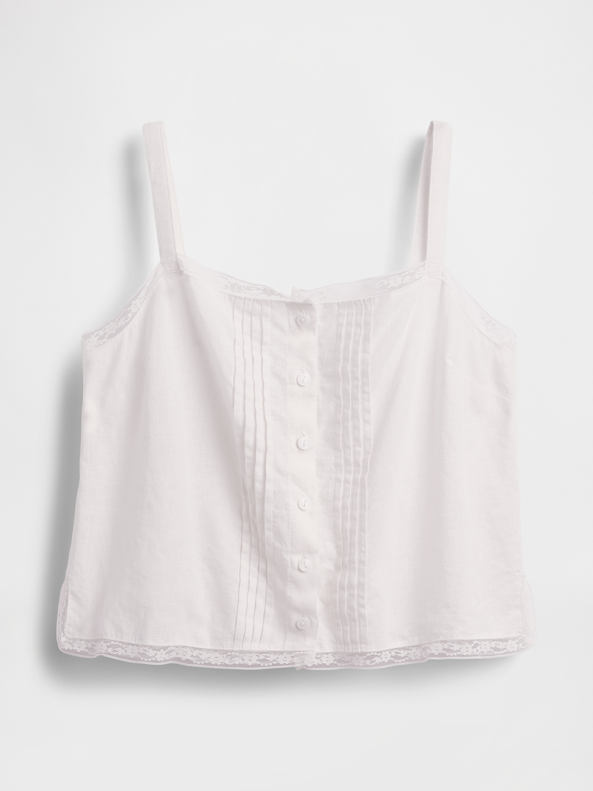 Linen-Blend Pintuck Crop PJ Tank Top | Gap