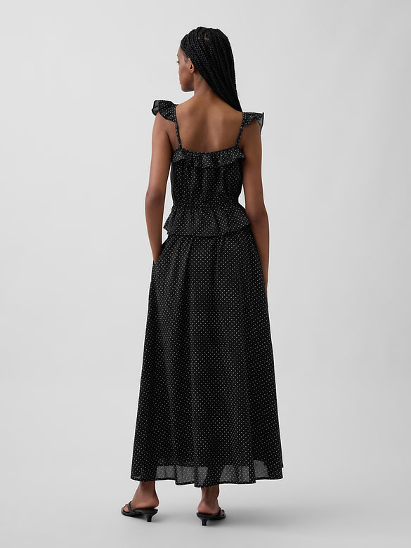 Dotted Voile Maxi Skirt