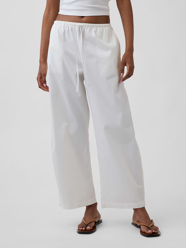 L'image numéro 2 présente Pantalon coupe baril confort en popeline
