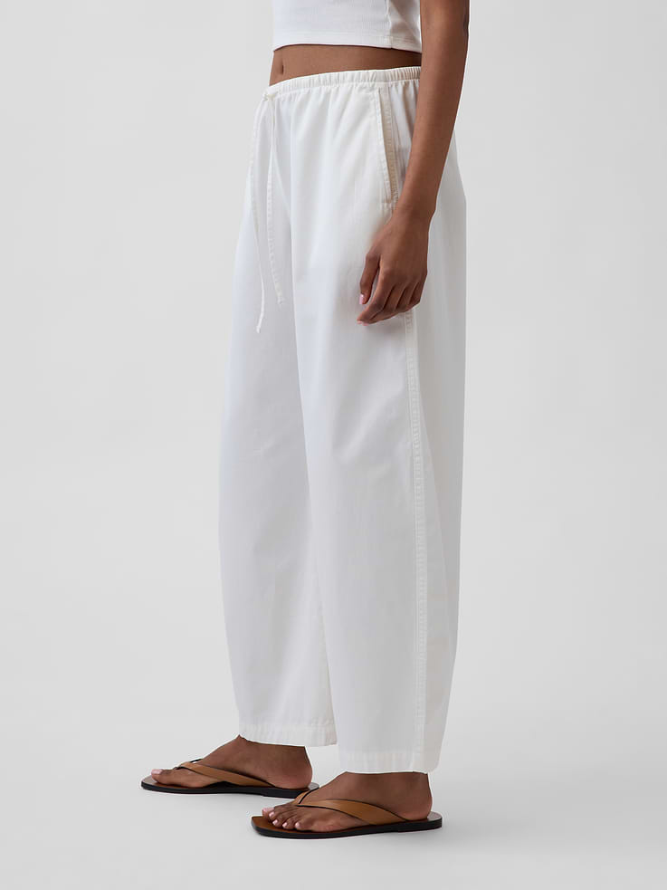 L'image numéro 3 présente Pantalon coupe baril confort en popeline