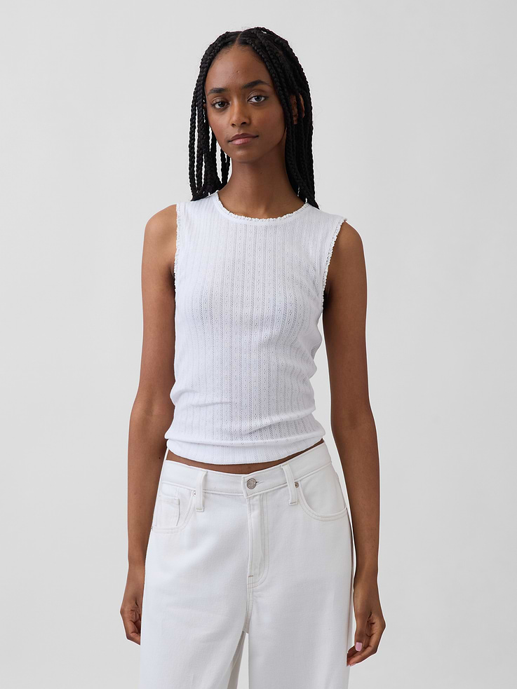L'image numéro 1 présente Camisole en tricot pointelle