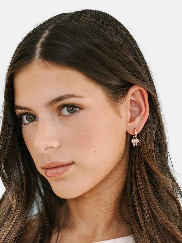 Pierced Co Pink Bow Charm For Huggie Earrings