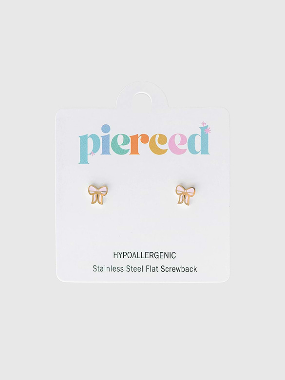 Pierced Co Pink Bow Screwback Earrings