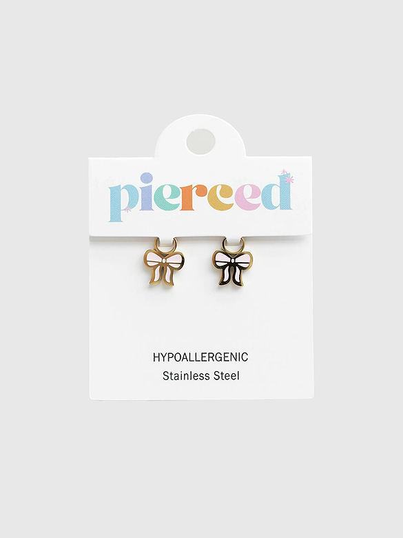 Pierced Co Pink Bow Charm For Huggie Earrings