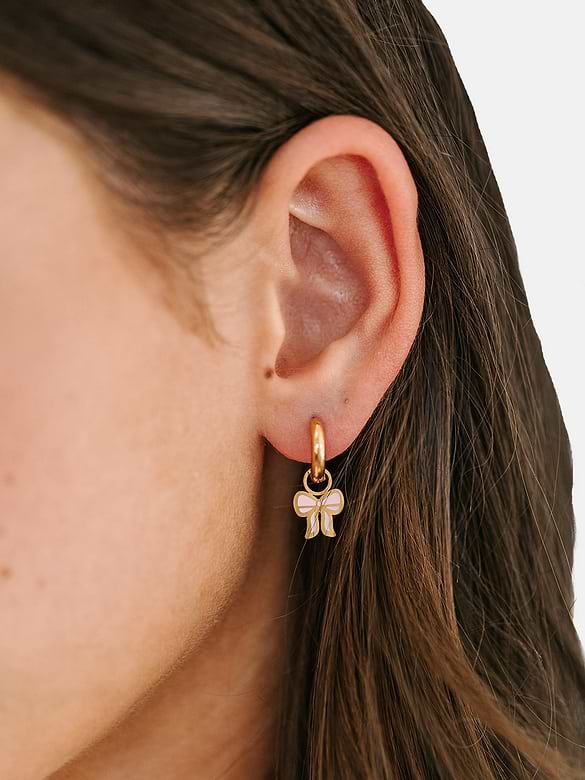 Pierced Co Pink Bow Charm For Huggie Earrings