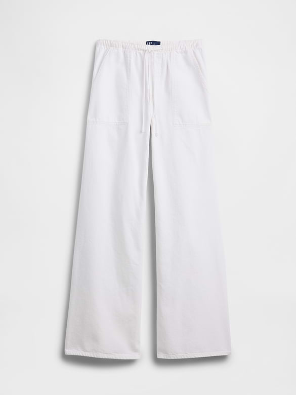 Mid Rise Soft Pull-On Wide-Leg Jeans
