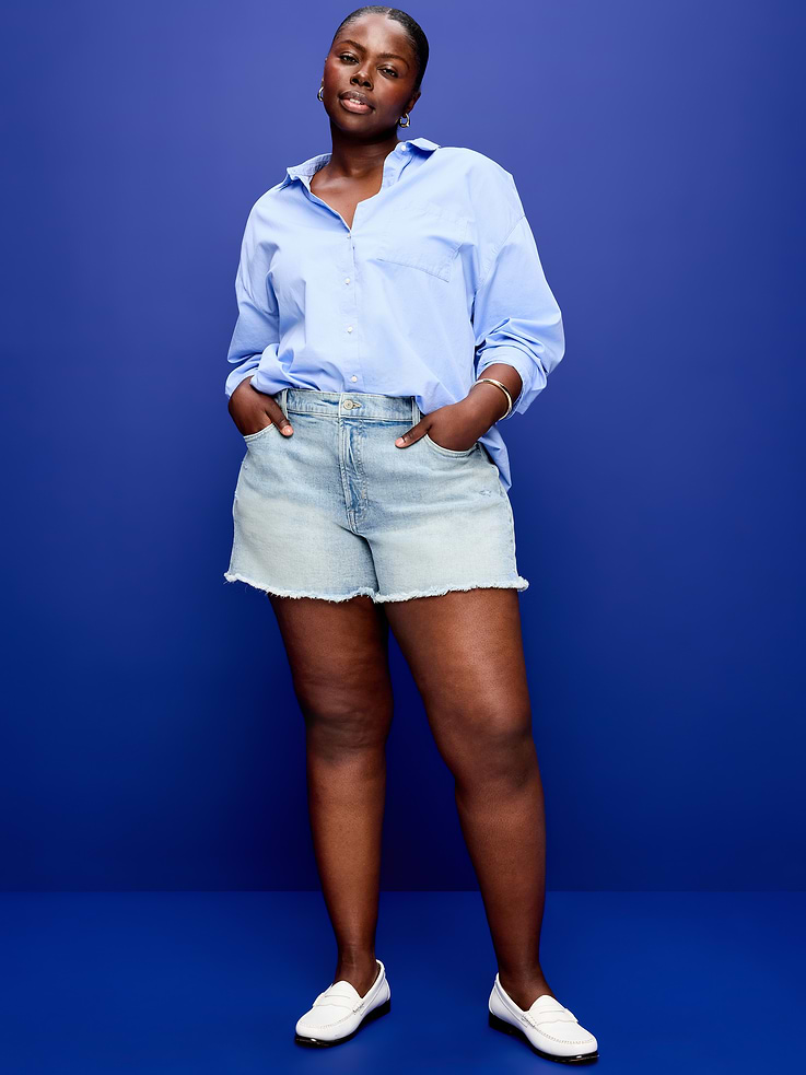 Image number 8 showing, Curvy High-Waisted OG Jean Cut-Off Shorts -- 4-inch inseam