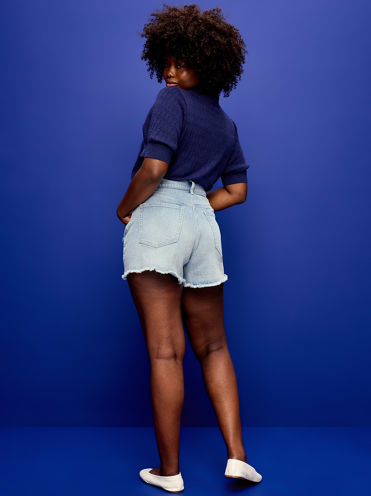 Image number 7 showing, Curvy High-Waisted OG Jean Cut-Off Shorts -- 4-inch inseam