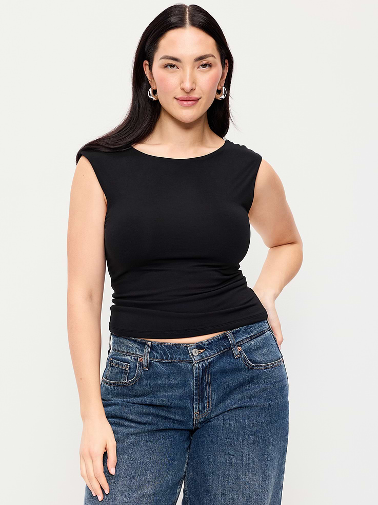 Image number 5 showing, Cap-Sleeve Tie-Back Top