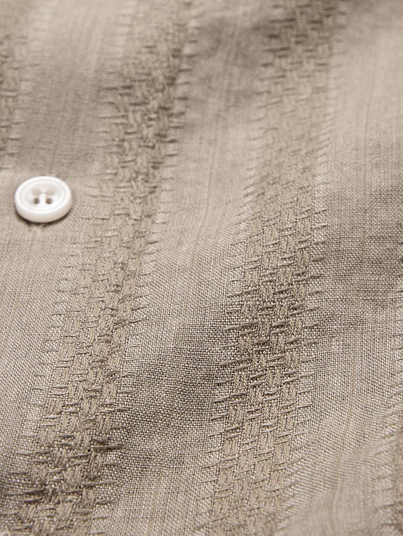 Standard-Fit Textured Linen-Cotton Shirt