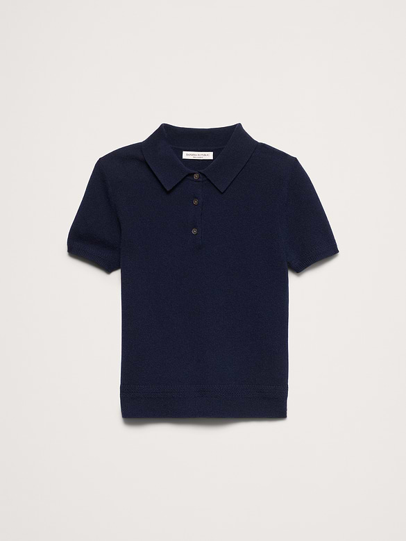 Lightweight Cashmere Short-Sleeve Sweater Polo