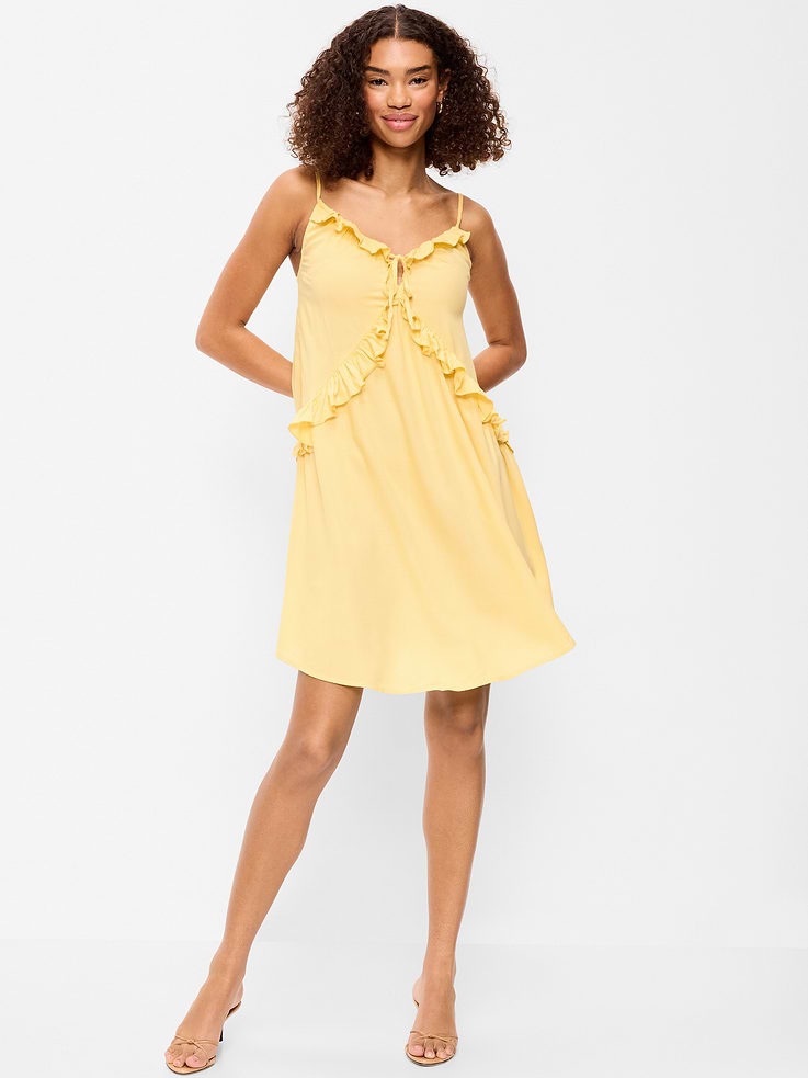 Image number 1 showing, Ruffle-Trim Asymmetrical Mini Dress