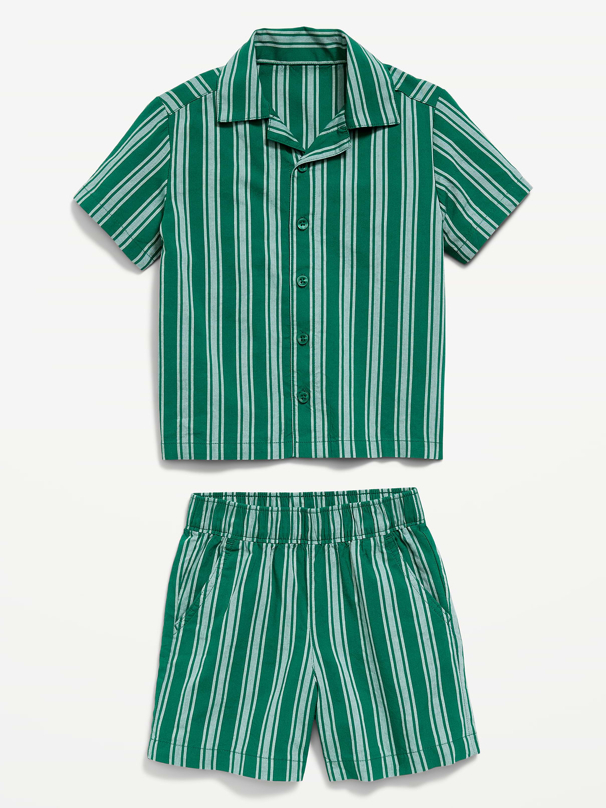 Image number 2 showing, Short-Sleeve Striped Poplin Shirt and Shorts Set for Toddler Boys