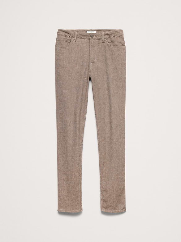 Pantalon Voyageur étroit en lin et coton
