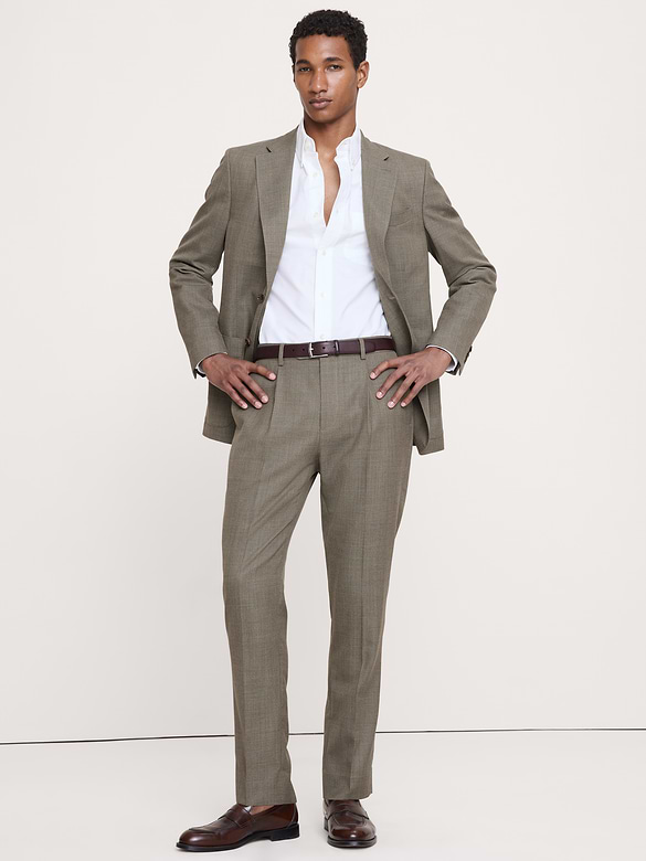 Pantalon de complet raffiné de coupe étroite en laine italienne respirante