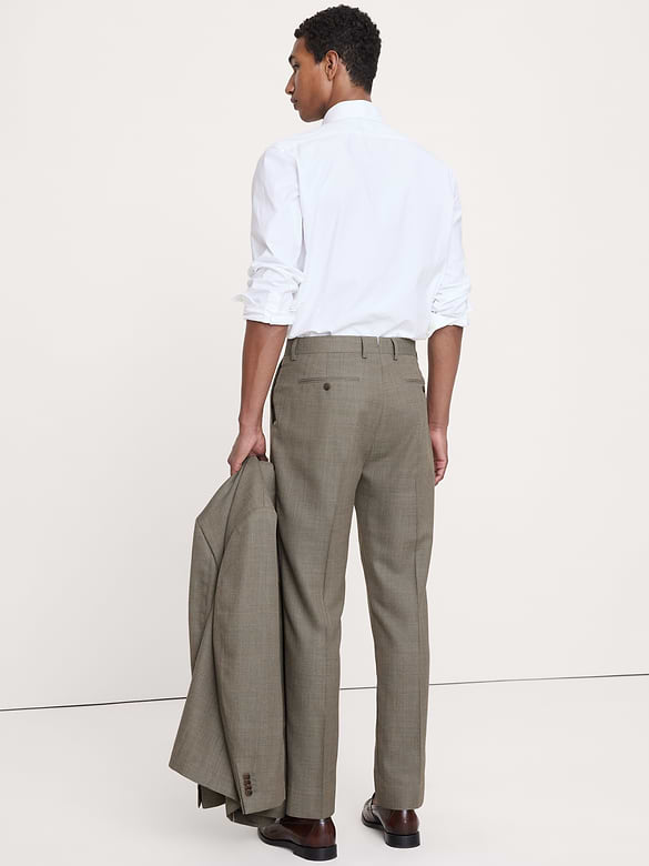 Pantalon de complet raffiné de coupe étroite en laine italienne respirante