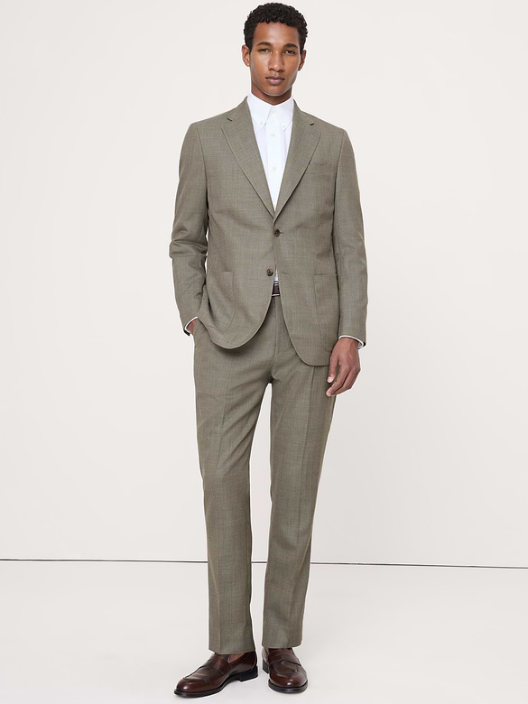 Pantalon de complet raffiné de coupe étroite en laine italienne respirante