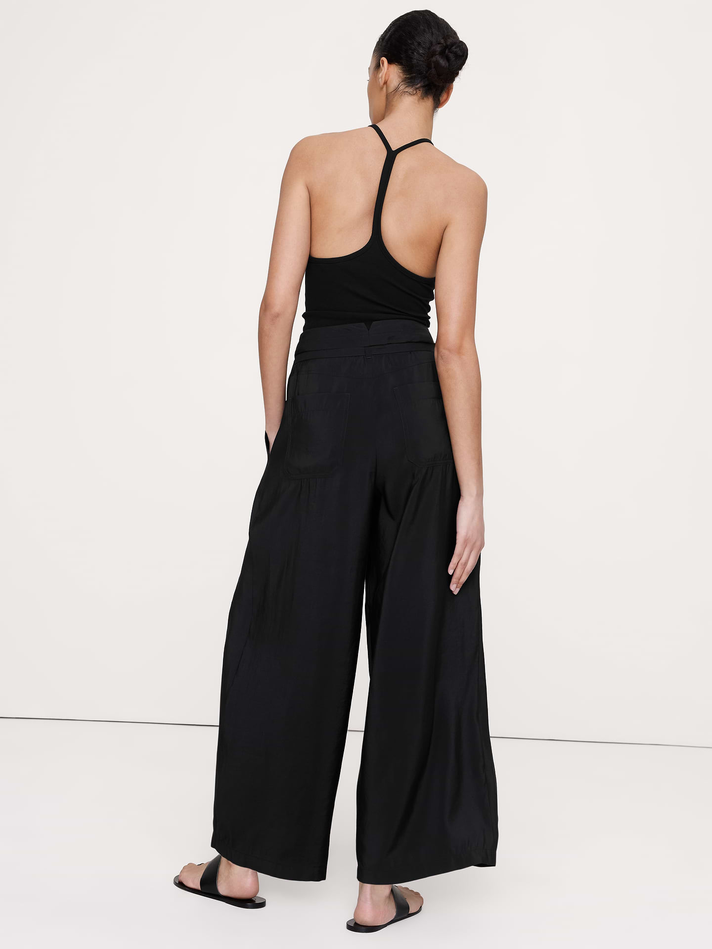 Image number 6 showing, Pleated Wide-Leg Cropped Pant in Luster Twill
