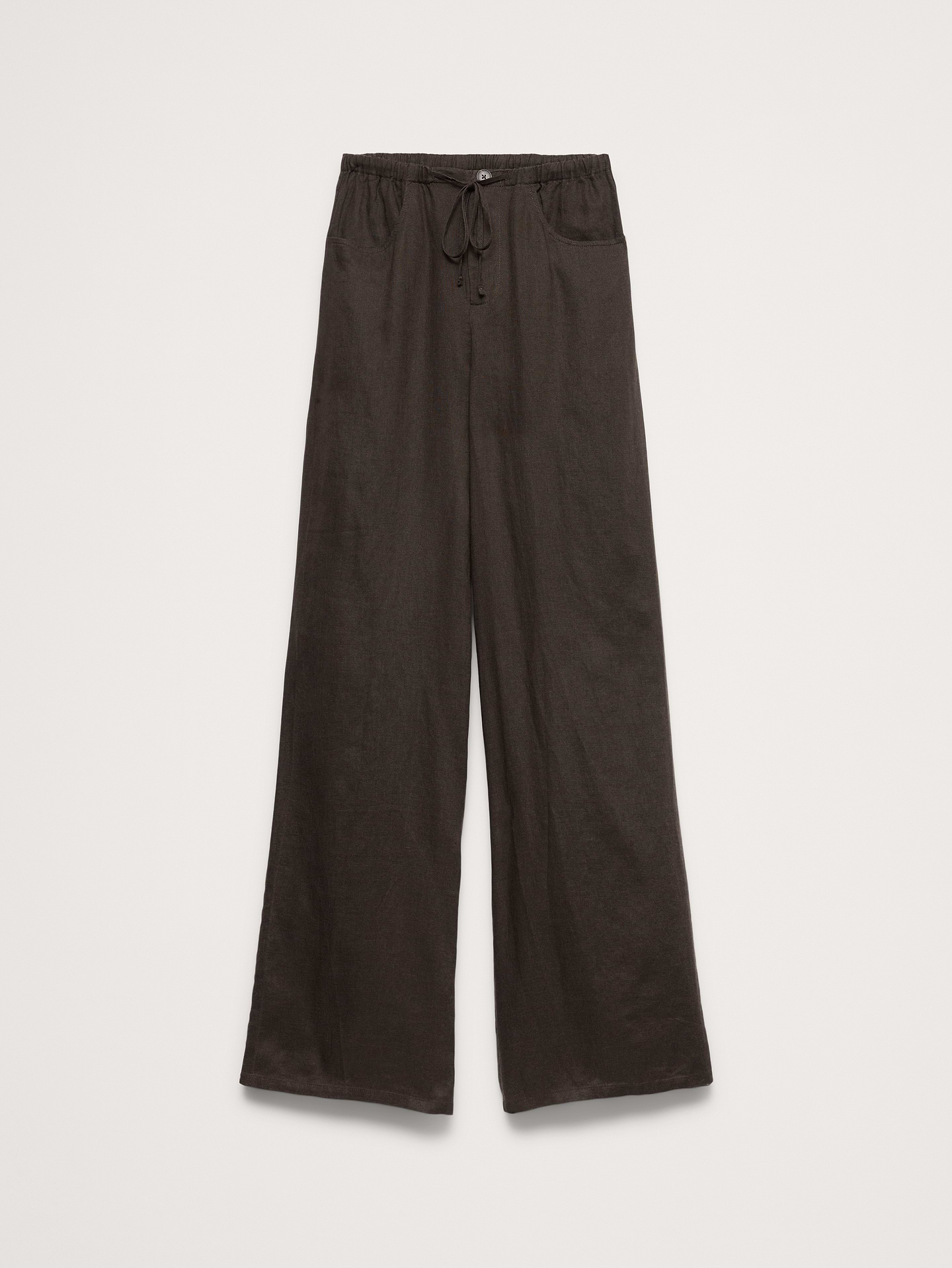 L'image numéro 8 présente Pantalon Studio à jambe large à cordon coulissant en lin