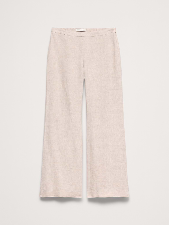 Mid-Rise Kick-Flare Linen Ankle Pant
