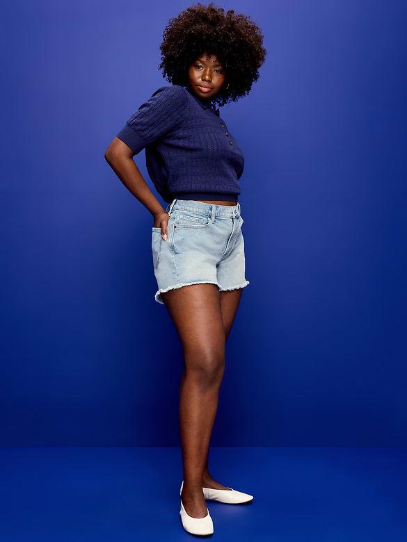 Curvy High-Waisted OG Jean Cut-Off Shorts -- 4-inch inseam