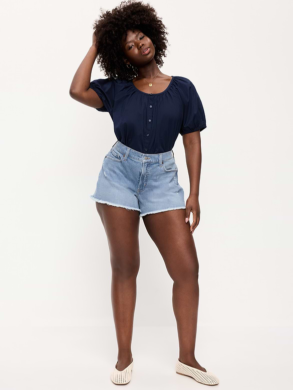 Curvy High-Waisted OG Jean Cut-Off Shorts -- 4-inch inseam