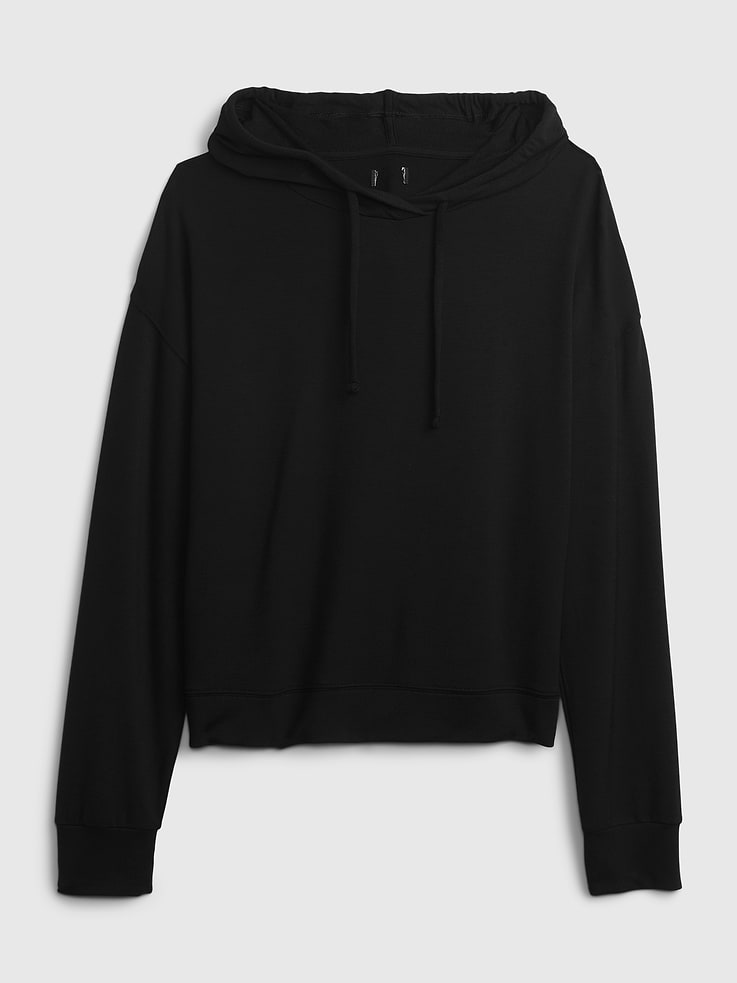 Image 1 of 4, Made with 96% LENZING™ TENCEL™ Modal, a wood-based fiber produced from trees harvested from sustainable forests where 99% of the raw material comes from certified or controlled sources., LENZING™ and TENCEL™ are trademarks of Lenzing AG., Soft terry knit with stretch., Long sleeves., Hooded neckline with drawcords., Product #821756