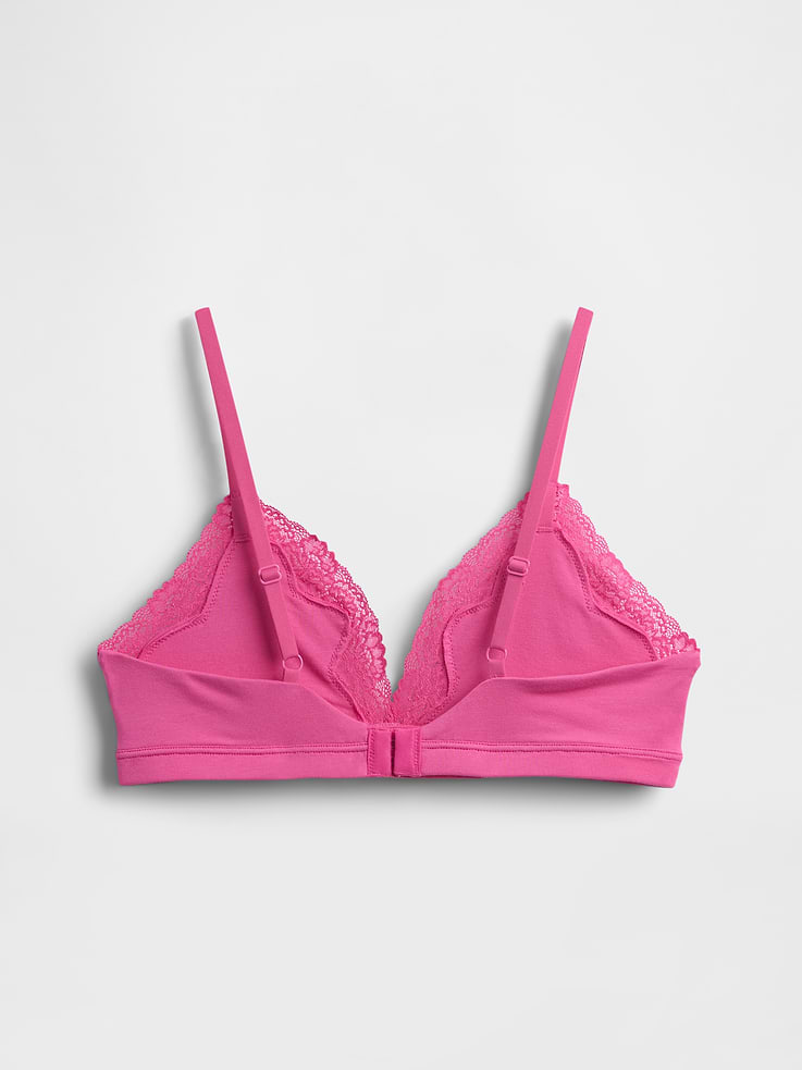 Image number 6 showing, Organic Stretch Cotton Lace-Trim Triangle Bra
