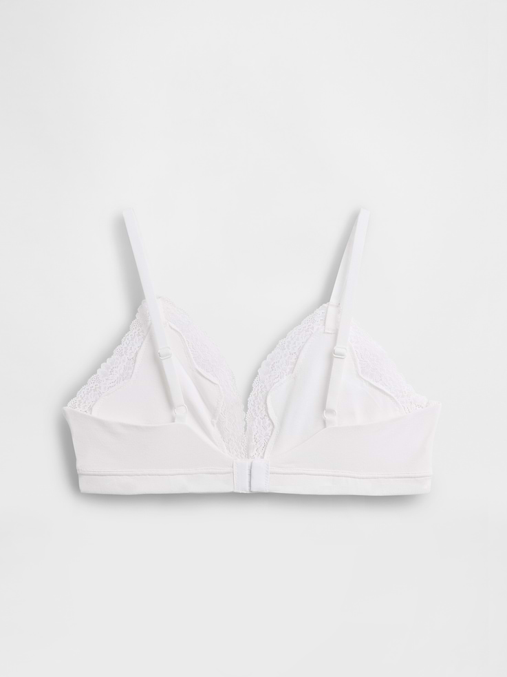 Image 6 of 6, Organic Stretch Cotton Lace-Trim Triangle Bra