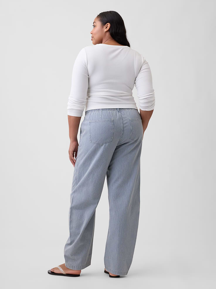 Image number 6 showing, Mid Rise SuperSoft Stripe Pull-On Barrel Jeans