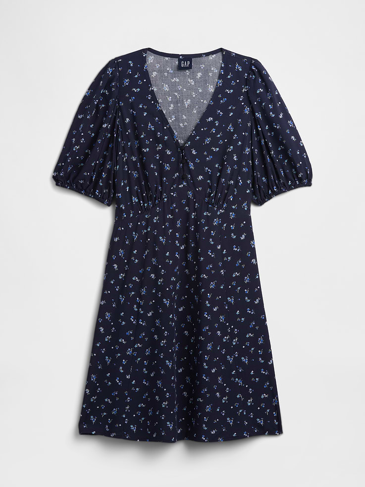 Image 6 of 6, Puff Sleeve V-Neck Mini Dress