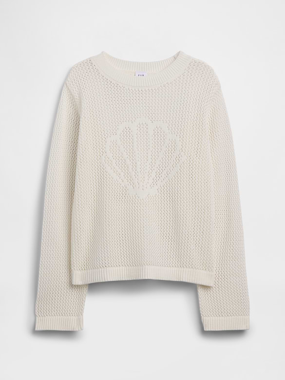 Kids Relaxed Crochet Crewneck Sweater