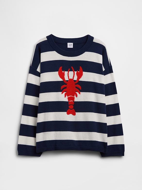 Kids Oversized Stripe Crewneck Sweater