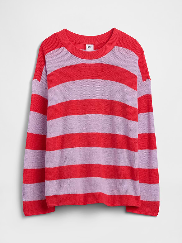 Kids Oversized Stripe Crewneck Sweater
