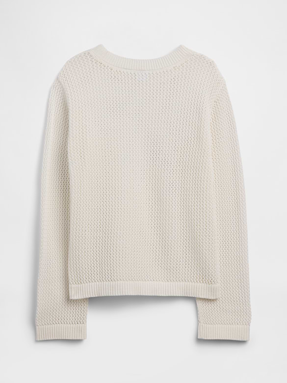 Kids Relaxed Crochet Crewneck Sweater