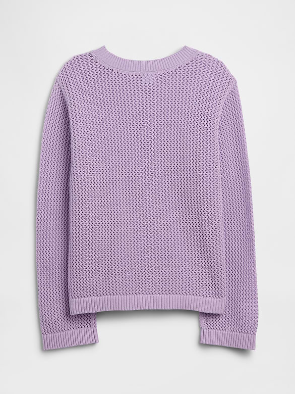 Kids Relaxed Crochet Crewneck Sweater