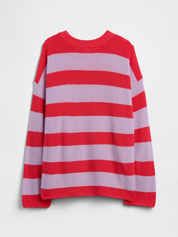 Kids Oversized Stripe Crewneck Sweater