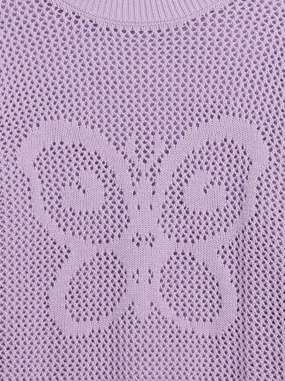 Kids Relaxed Crochet Crewneck Sweater