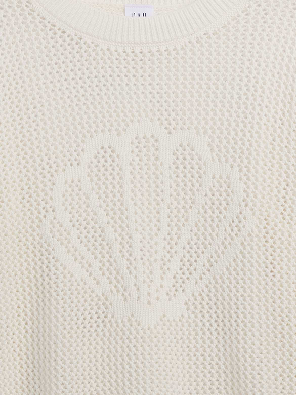 Kids Relaxed Crochet Crewneck Sweater