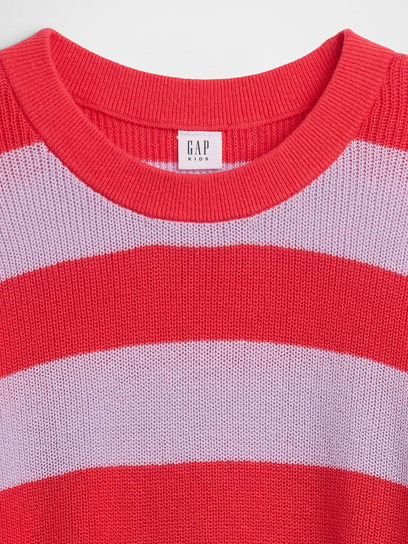 Kids Oversized Stripe Crewneck Sweater