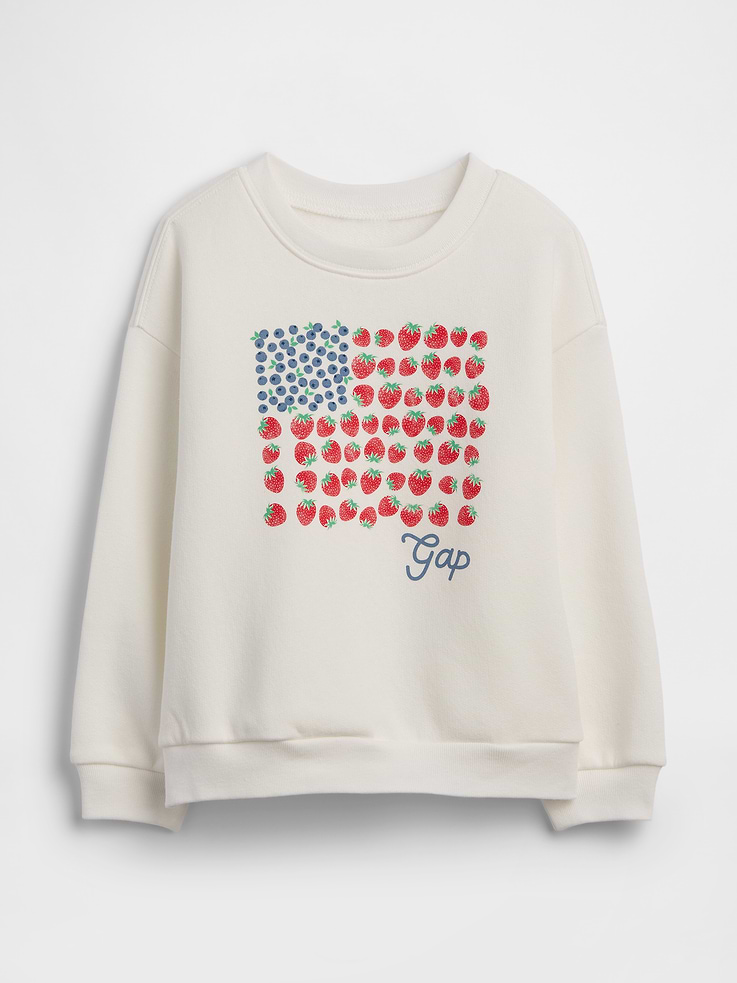 Image 1 of 3, This product is made with/contains 21% recycled polyester. Compared to virgin materials, using recycled materials helps reduce resource use and waste., Soft, comfy fleece., Dropped shoulder, long sleeves with banded cuffs., Crewneck., Banded hem., Select styles have allover print., This product was made in a factory that invests in gender equity and women’s empowerment through RISE. Learn more at, Product #1174702