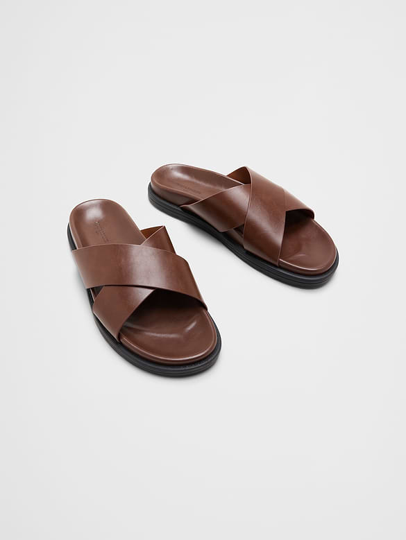 Vegan Leather Crossover Sandals