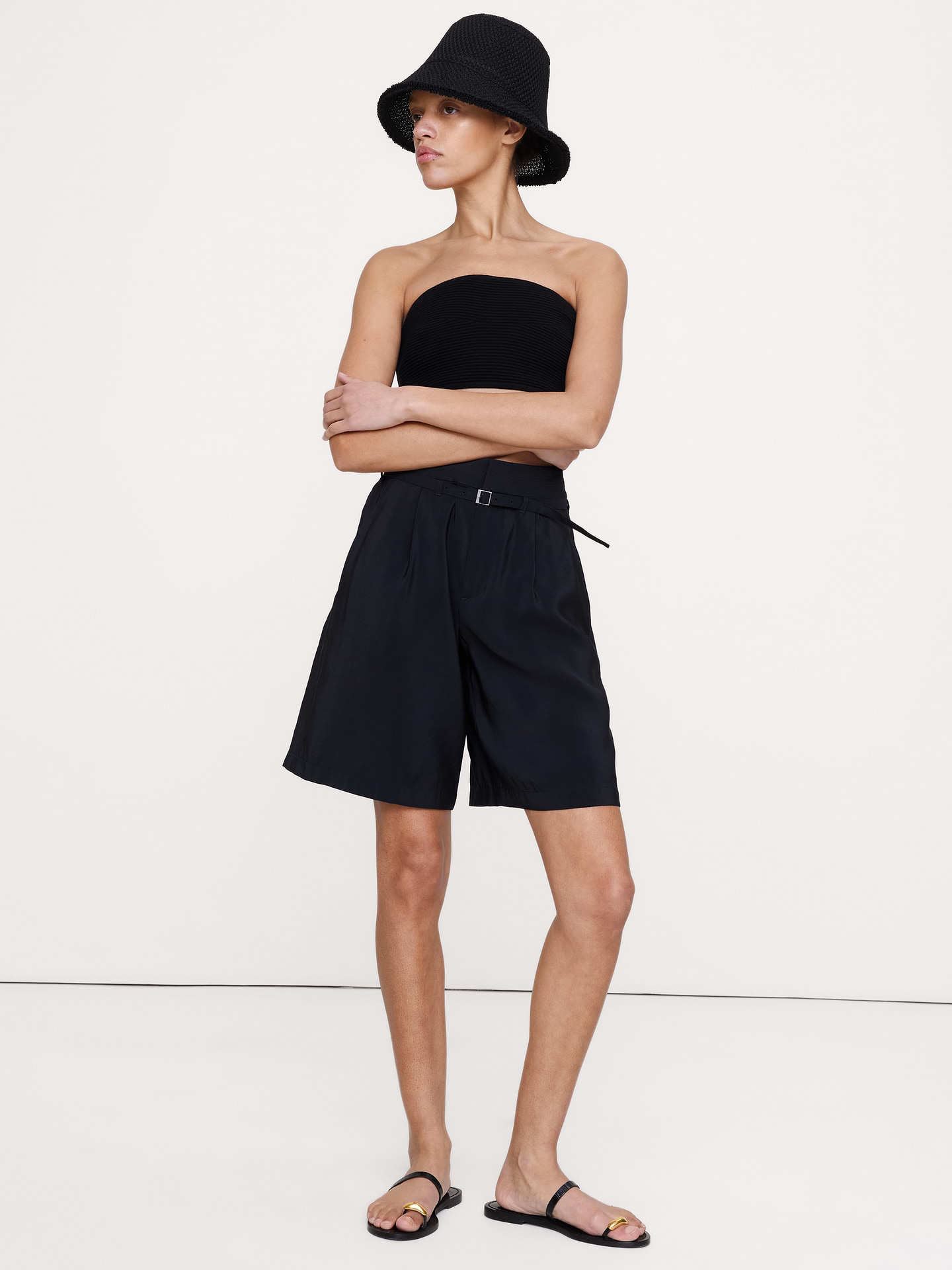 Image number 1 showing, Belted Bermuda Short in Luster Twill