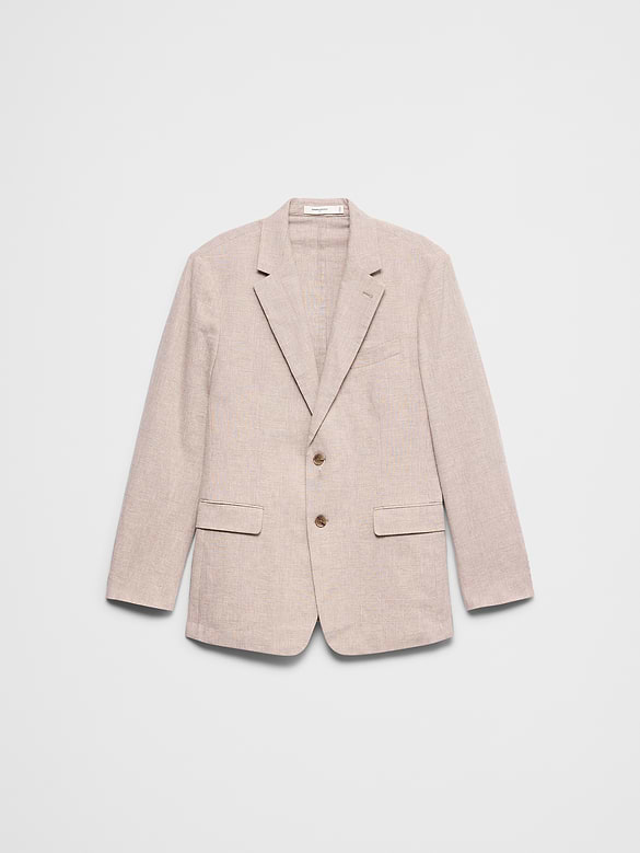 Linen-Blend Glen Plaid Suit Jacket